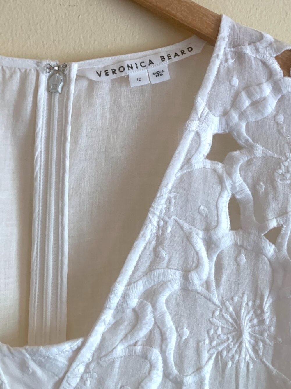 VERONICA BEARD Hope White Floral Embroidered Dress Sz 10 RUNS SMALL - Picture 6 of 14